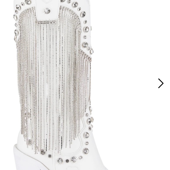 Dolls, kill, white rhinestone fringe boots size 9 brand new - Picture 2 of 4